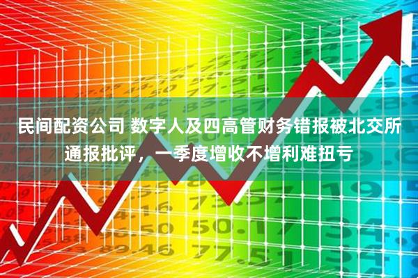 民间配资公司 数字人及四高管财务错报被北交所通报批评，一季度增收不增利难扭亏